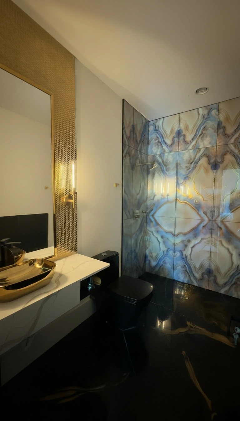 Agate and gold bath