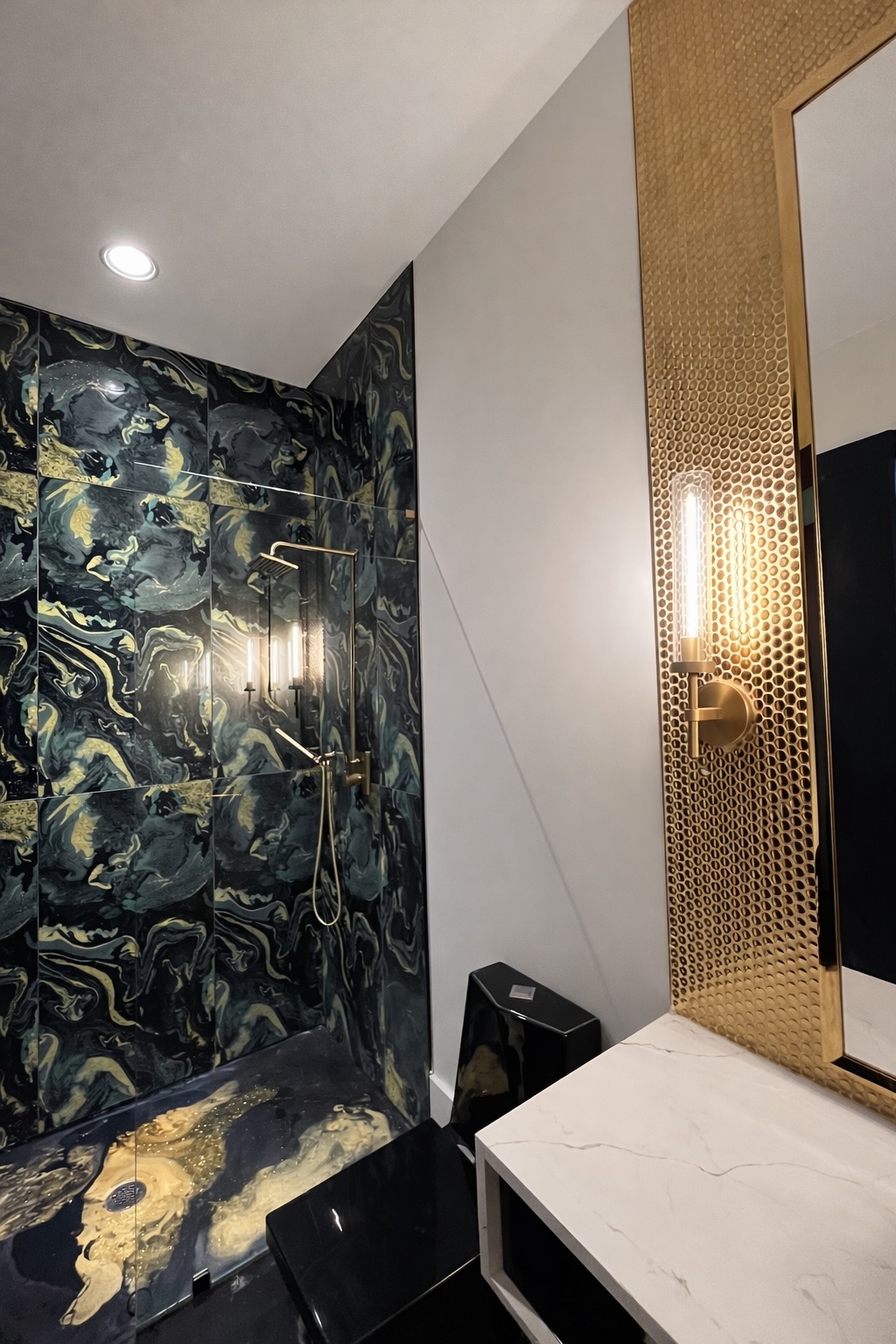 Dark marble bath