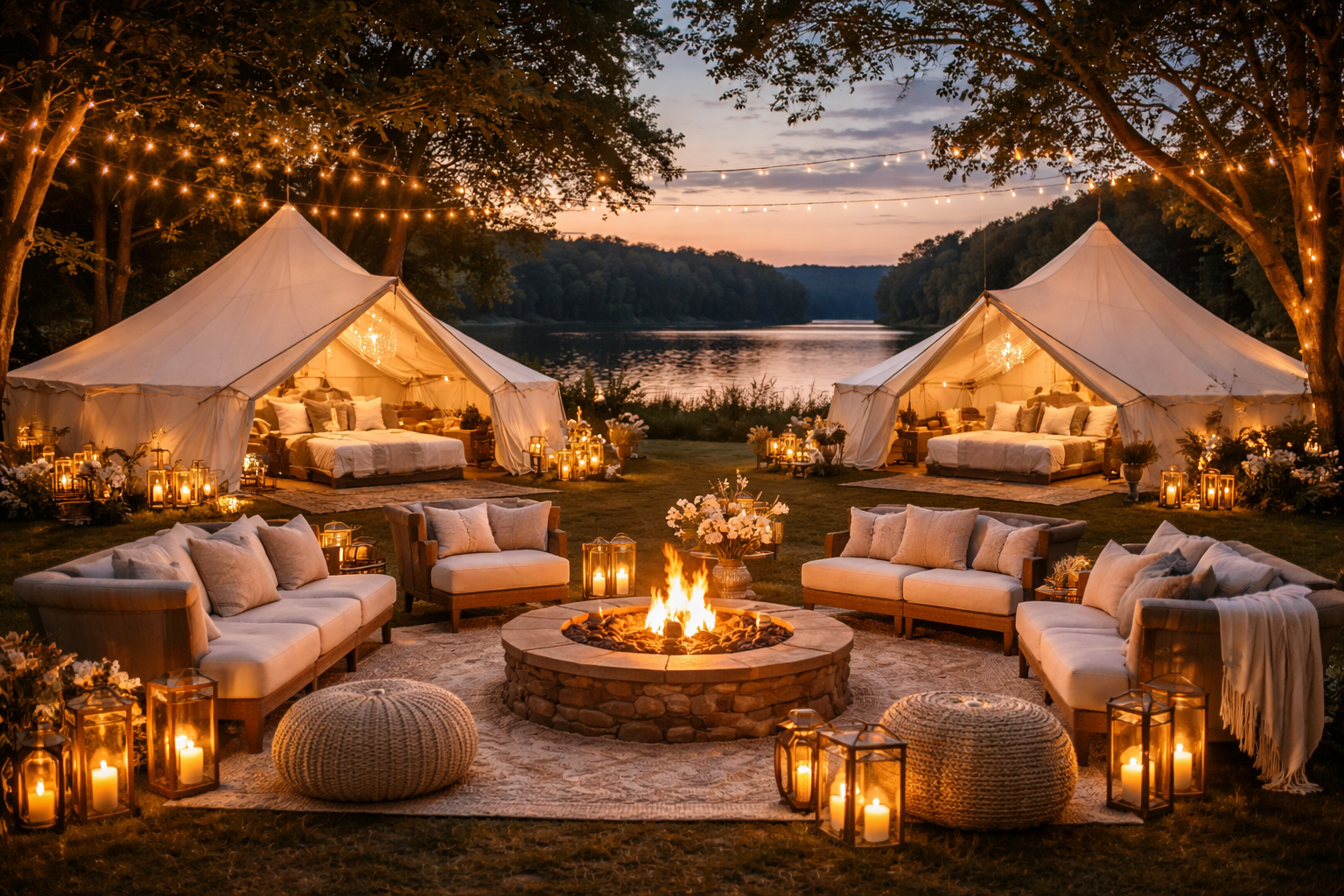 Luxury tents on the lawn